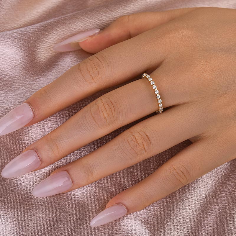 Velirella Moissanite Round Cut Full Eternity Wedding Band - Velirellajewelry