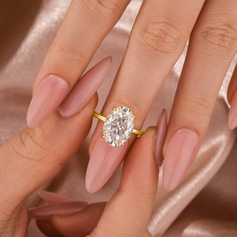 Moissanite Solitaire 5.50 Ct Oval Cut White Gold Promise Ring For Women - Velirellajewelry