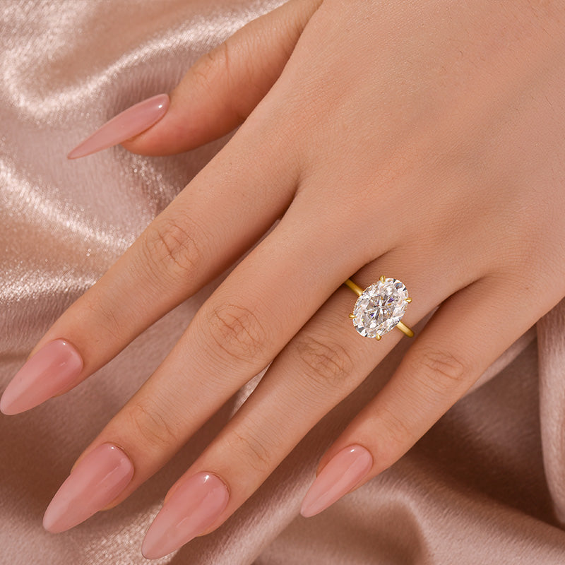 Moissanite Solitaire 5.50 Ct Oval Cut White Gold Promise Ring For Women - Velirellajewelry