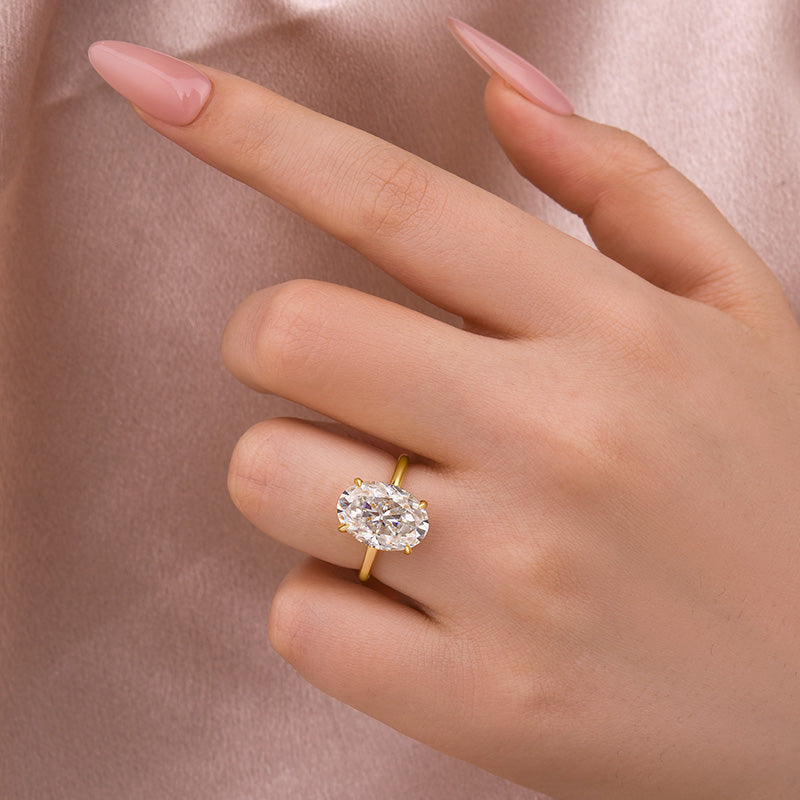 Moissanite Solitaire 5.50 Ct Oval Cut White Gold Promise Ring For Women - Velirellajewelry