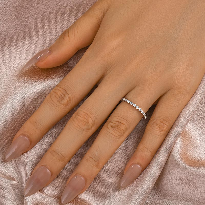 Velirella Moissanite Round Cut Full Eternity Wedding Band - Velirellajewelry