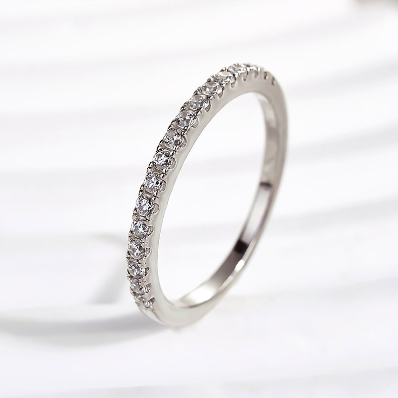 Velirella Classic Half Eternity Thin Women's Wedding Band In Brass - Velirellajewelry