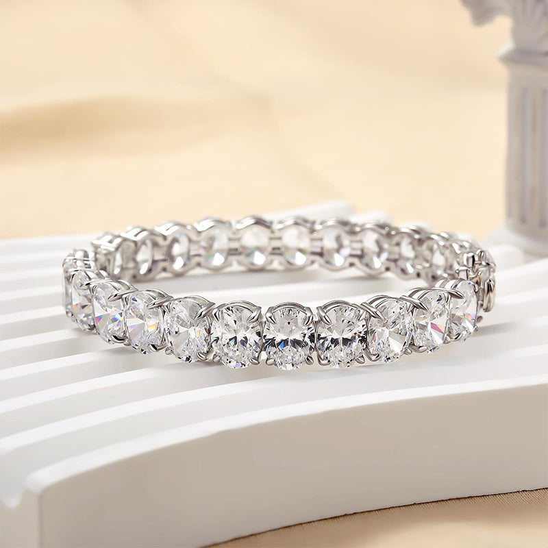 Romantic Luxurious White Oval Cut Bracelet for Women In Brass - Velirellajewelry