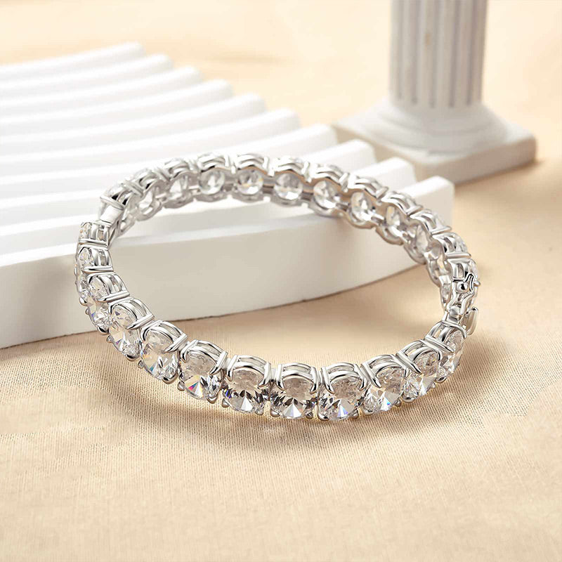 Romantic Luxurious White Oval Cut Bracelet for Women In Brass - Velirellajewelry