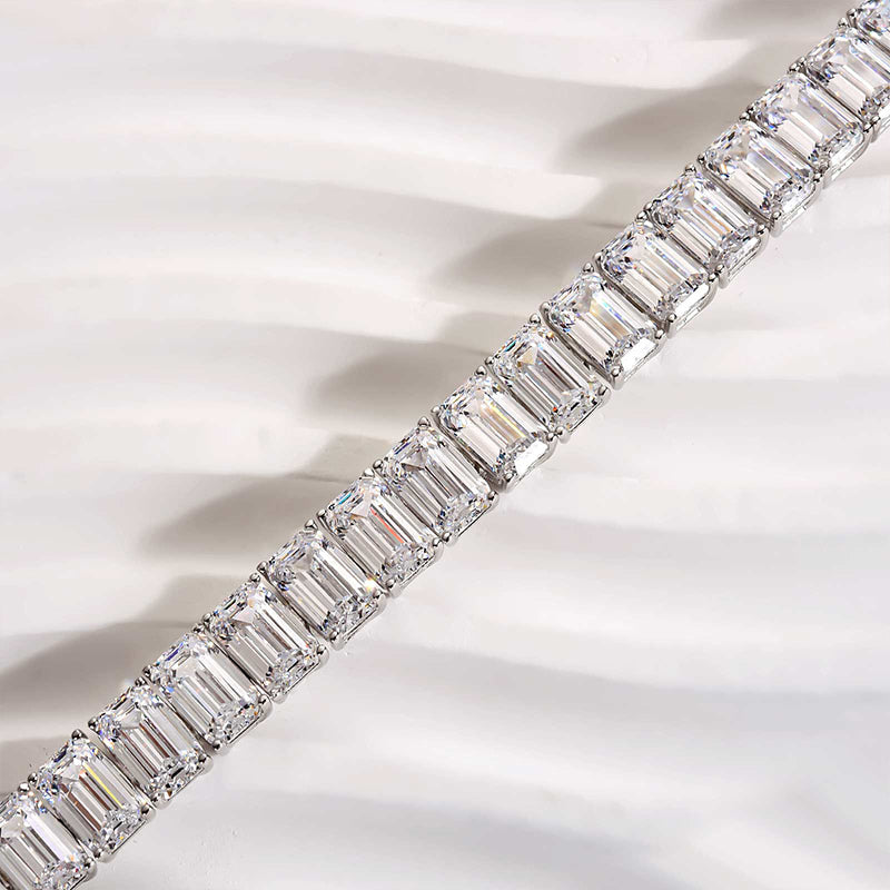 Romantic Classic White Emerald Cut Bracelet for Women In Brass - Velirellajewelry