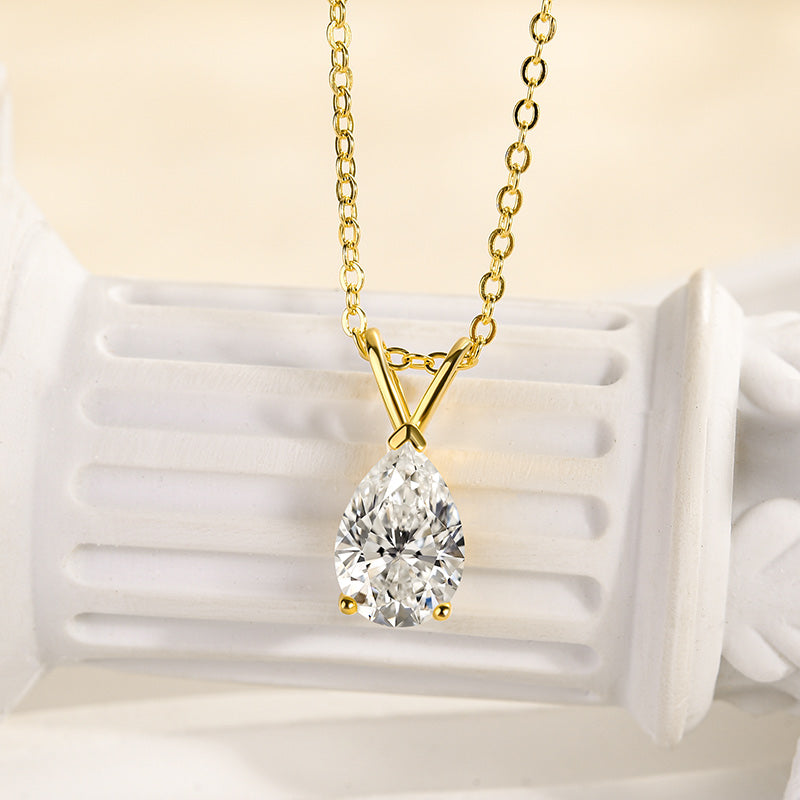 Velirella Moissanite Classic Pear Cut Pendant Necklace - Velirellajewelry
