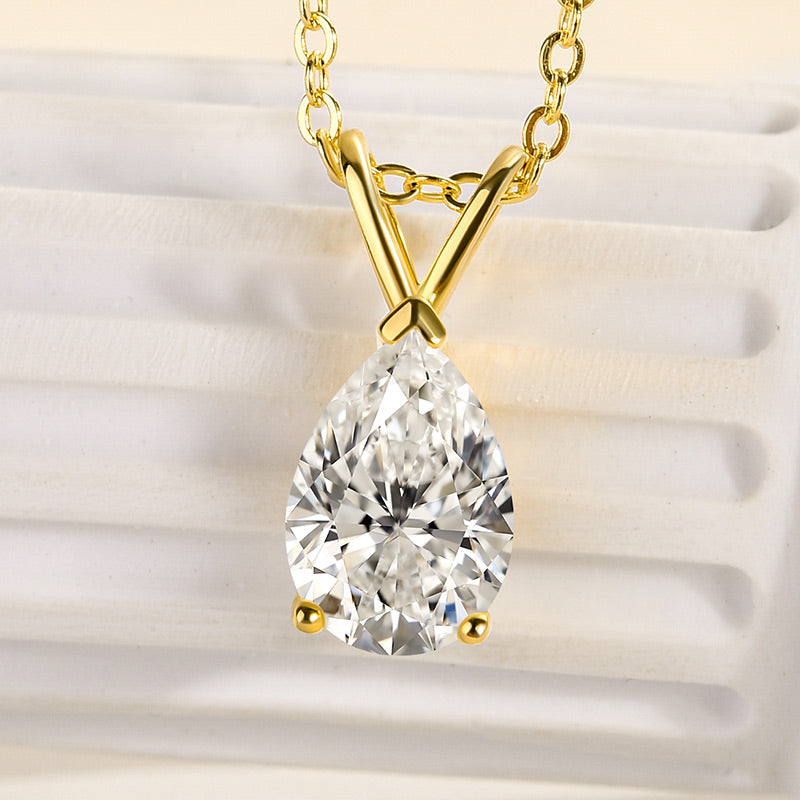 Velirella Moissanite Classic Pear Cut Pendant Necklace - Velirellajewelry