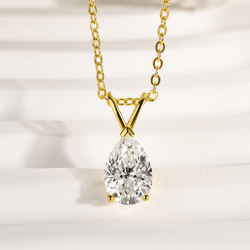 Velirella Moissanite Classic Pear Cut Pendant Necklace - Velirellajewelry