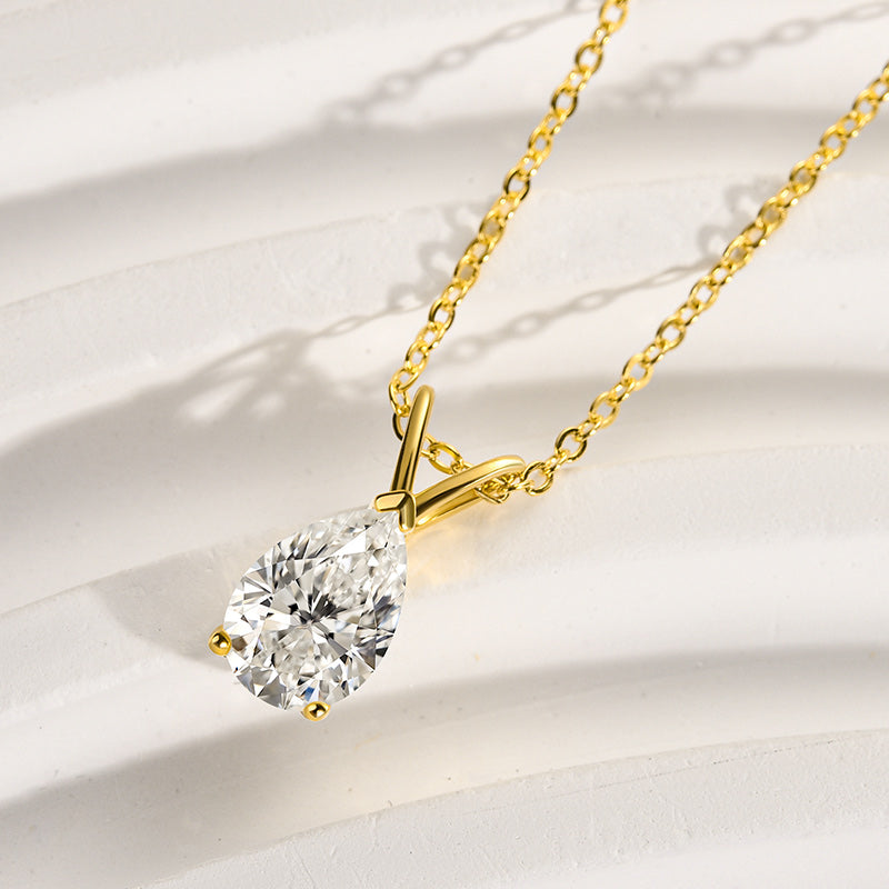 Velirella Moissanite Classic Pear Cut Pendant Necklace - Velirellajewelry
