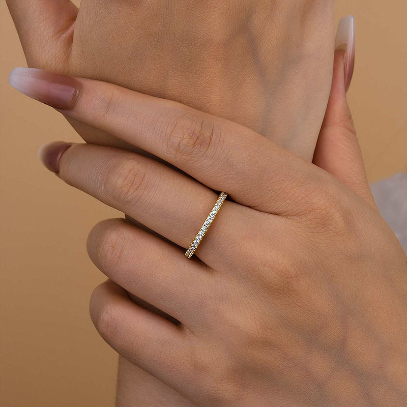 Velirella Classic Full Eternity Thin Wedding Band For Women In Brass - Velirellajewelry