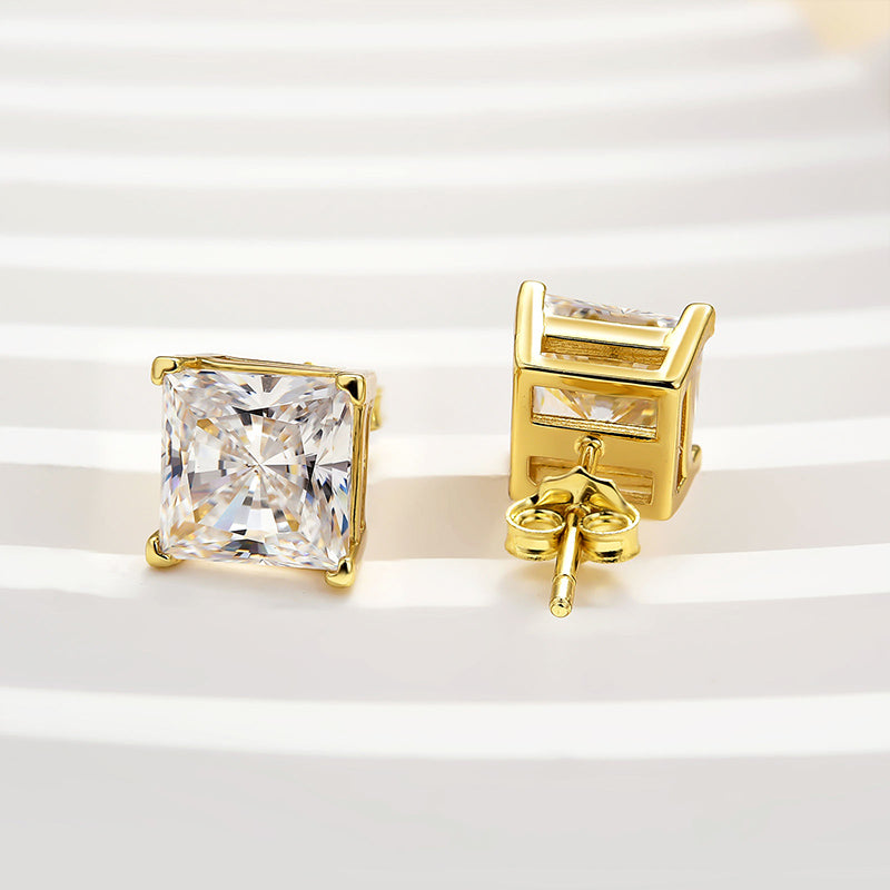 Velirella Brass Classic Square Princess Cut Stud Earrings - Velirellajewelry