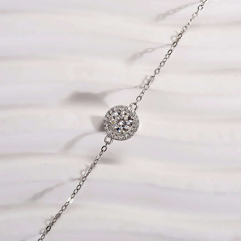 Velirella Timeless Moissanite Halo Round Cut Bracelet In Brass - Velirellajewelry
