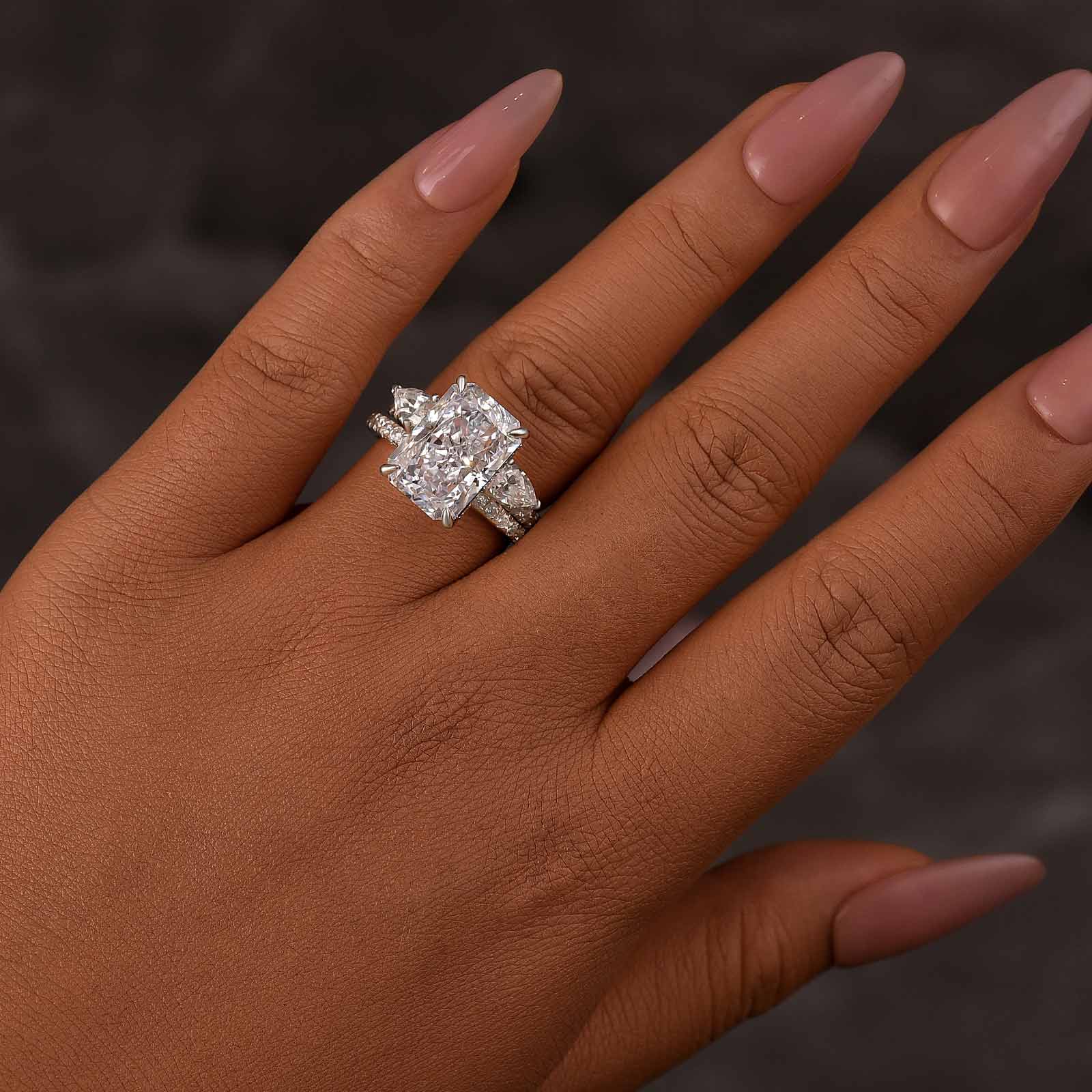 Unique 7.0Ct Radiant Cut Insert Wedding Ring Set For Women In Brass - Velirellajewelry