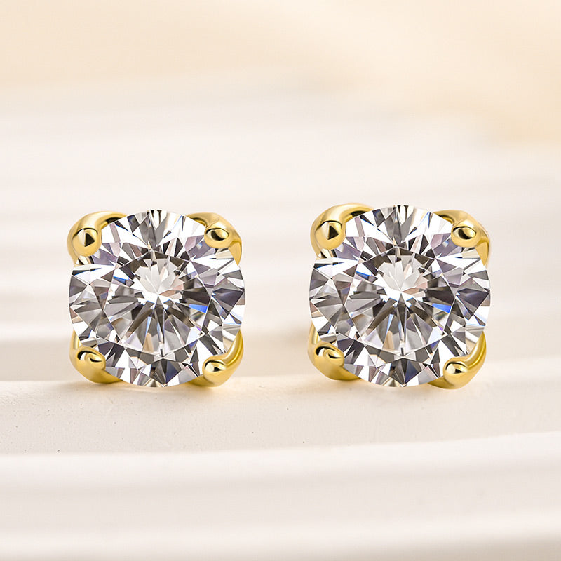 Velirella Stunning Yellow Gold Round Cut Earrings In Brass - Velirellajewelry