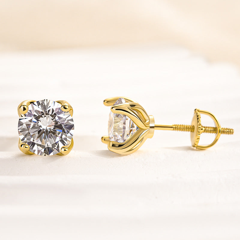 Velirella Stunning Yellow Gold Round Cut Earrings In Brass - Velirellajewelry