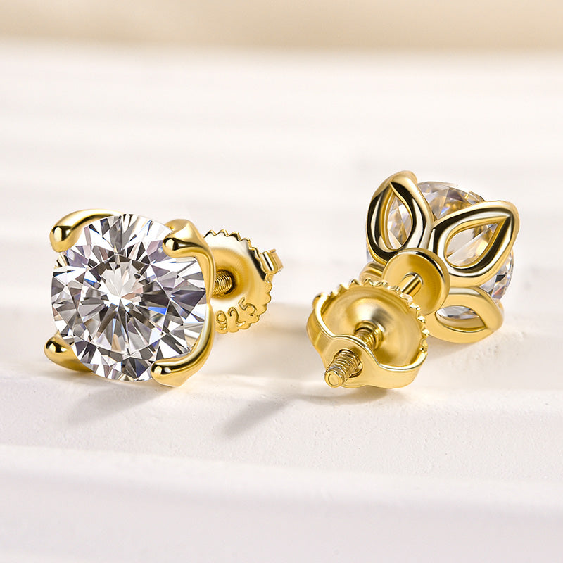 Velirella Stunning Yellow Gold Round Cut Earrings In Brass - Velirellajewelry