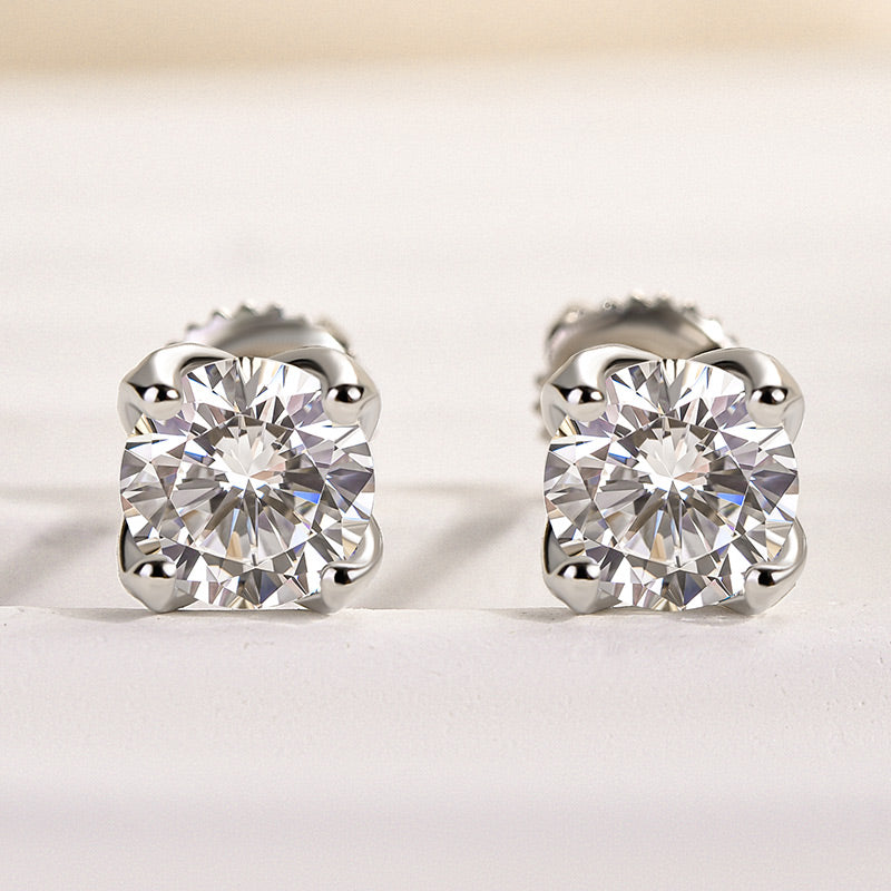 Velirella Stunning White Gold Round Cut Earrings In Brass - Velirellajewelry