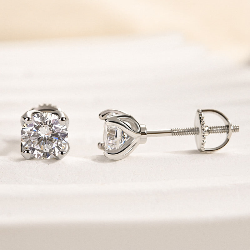 Velirella Stunning White Gold Round Cut Earrings In Brass - Velirellajewelry
