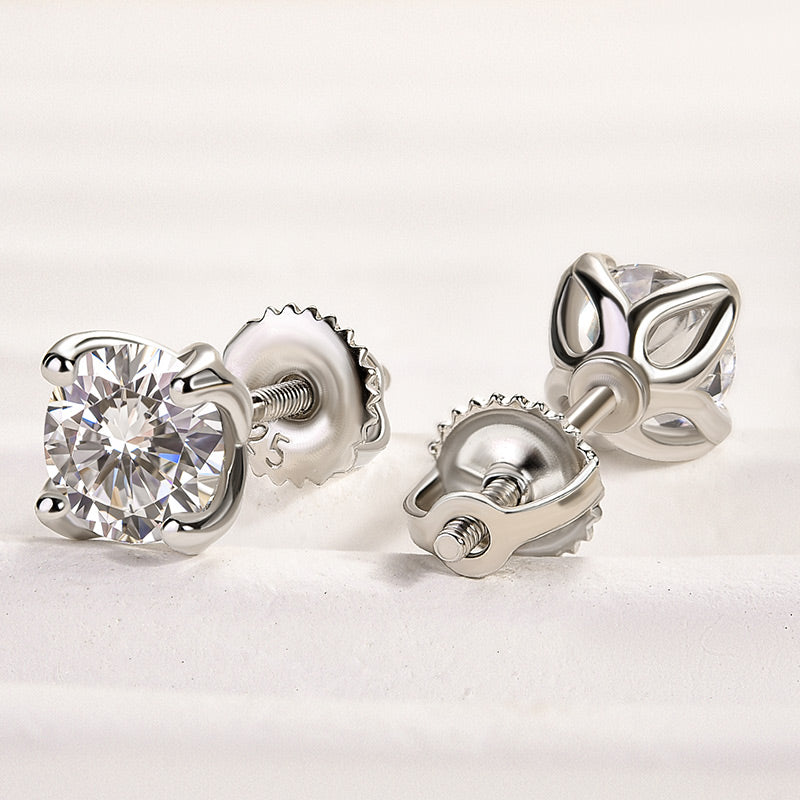 Velirella Stunning White Gold Round Cut Earrings In Brass - Velirellajewelry