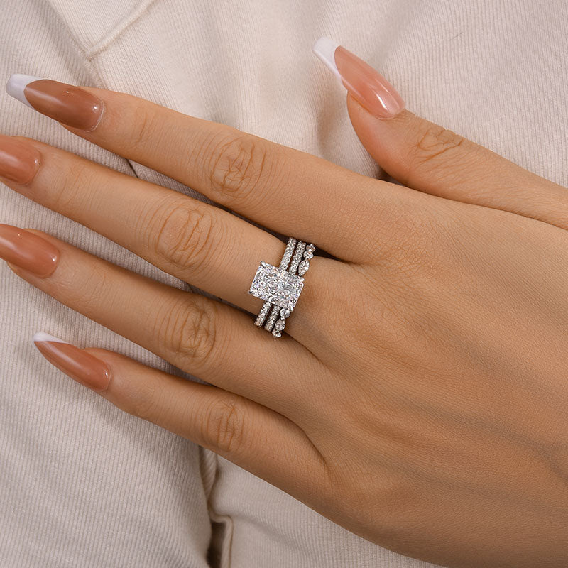 Velirella Noble 3.5Ct Radiant Cut 3PC Wedding Ring Set - Velirellajewelry