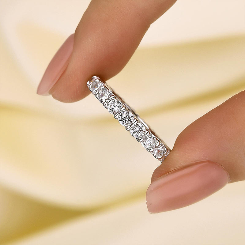 Velirella Eternity Round Cut Simulated Diamond Wedding Band In Brass - Velirellajewelry