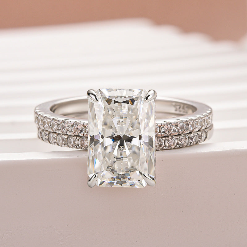 Velirella Moissanite 3.5 Carat Radiant Cut Wedding Ring Set - Velirellajewelry