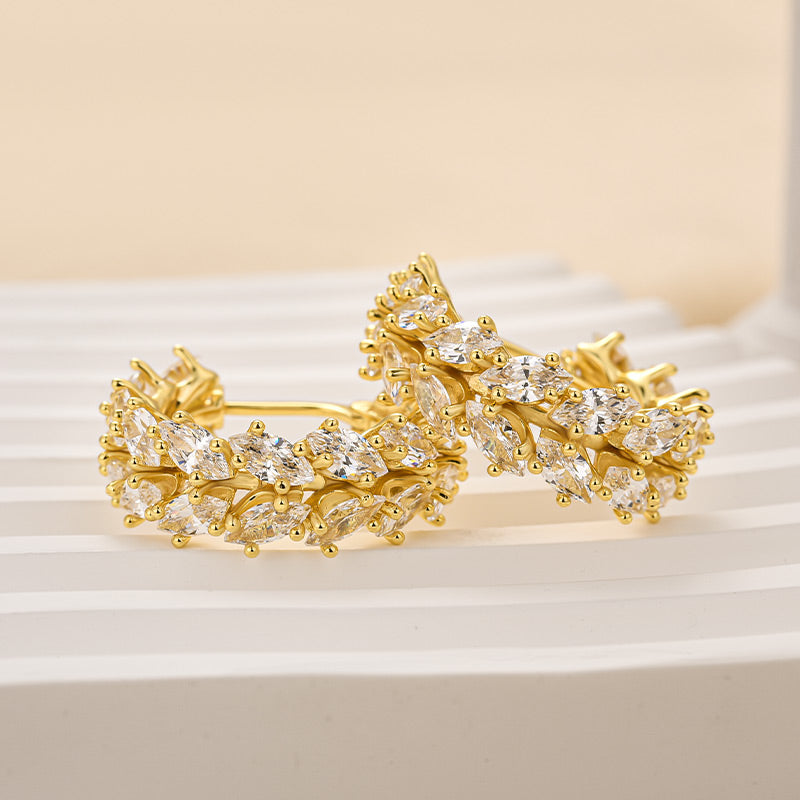 Velirella Exquisite Marquise Cut Women's Earrings In Brass - Velirellajewelry