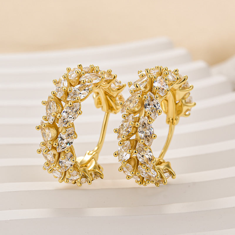 Velirella Exquisite Marquise Cut Women's Earrings In Brass - Velirellajewelry