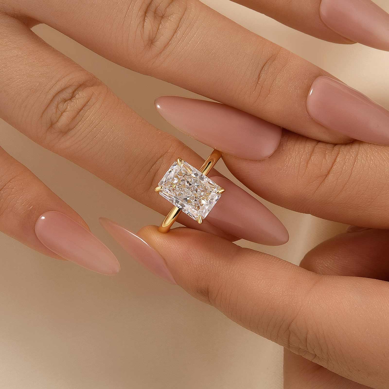 Classic 4.5 Carat Radiant Cut Simulated Diamond Travel Ring