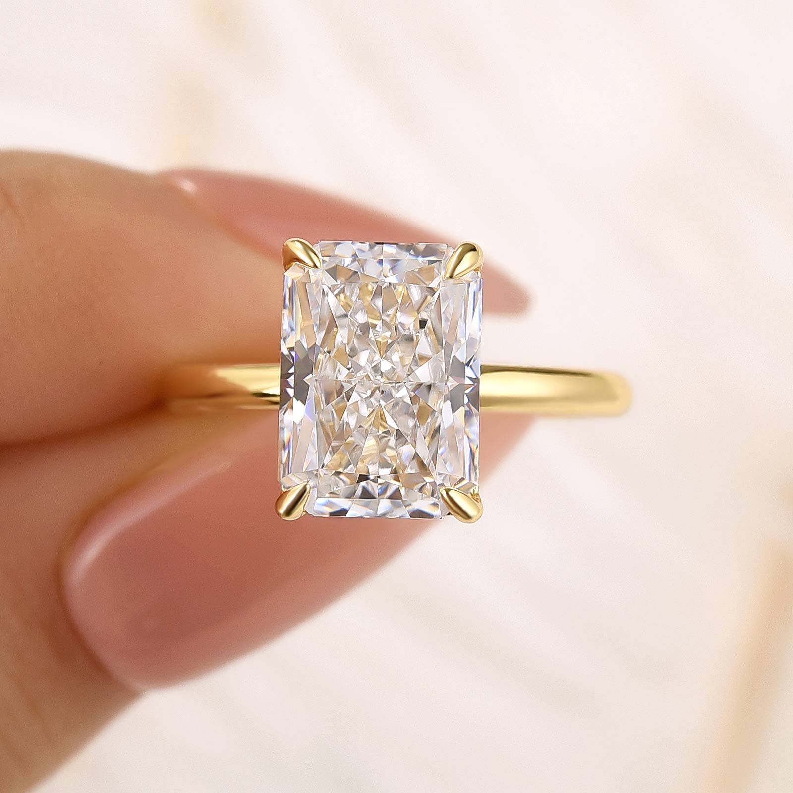 Classic 4.5 Carat Radiant Cut Simulated Diamond Travel Ring