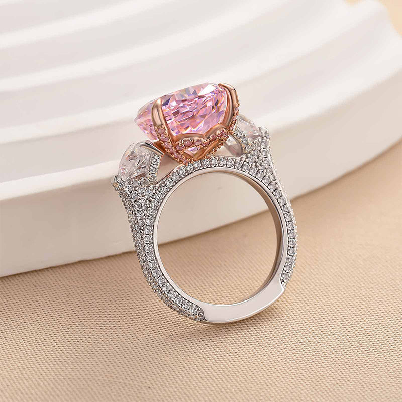 Velirella Stunning Pear Cut Pink Sapphire Three Stone Engagement Ring - Velirellajewelry