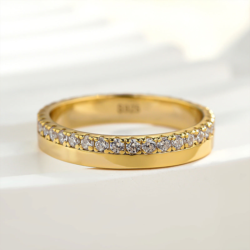 Velirella Fashion Yellow Gold Round Cut Wedding Band In Brass - Velirellajewelry