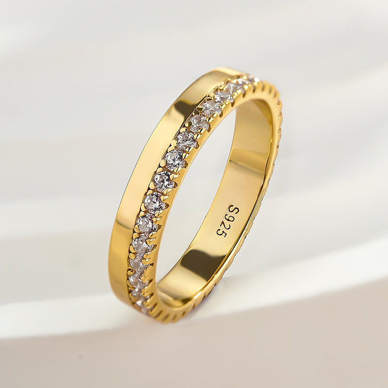 Velirella Fashion Yellow Gold Round Cut Wedding Band In Brass - Velirellajewelry