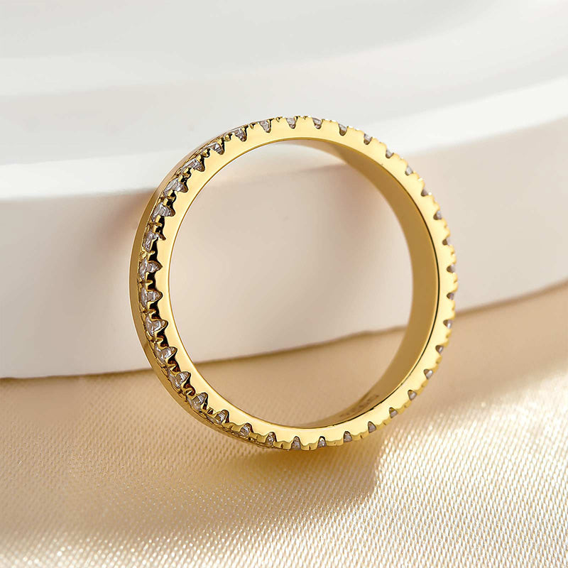 Velirella Fashion Yellow Gold Round Cut Wedding Band In Brass - Velirellajewelry