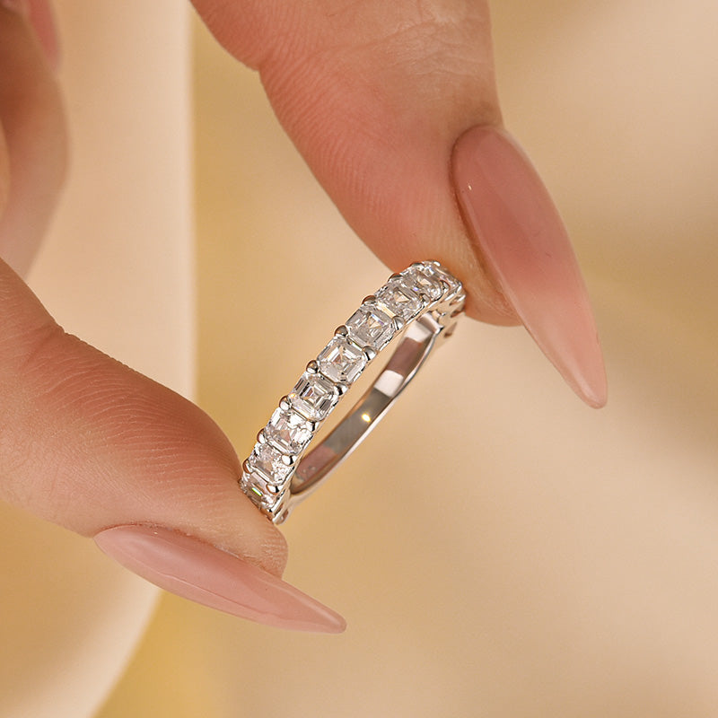 Unique Asscher Cut Wedding Band In Brass - Velirellajewelry