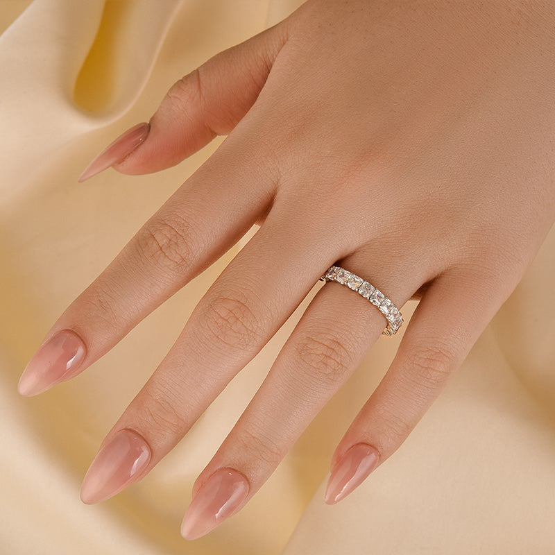 Unique Asscher Cut Wedding Band In Brass - Velirellajewelry