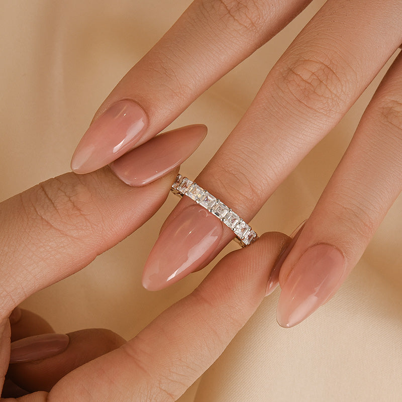 Unique Asscher Cut Wedding Band In Brass - Velirellajewelry