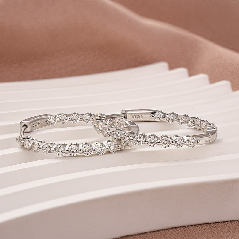 Moissanite 1.0Ct Sparkle Round Cut Women's Hoop Earrings In Brass - Velirellajewelry