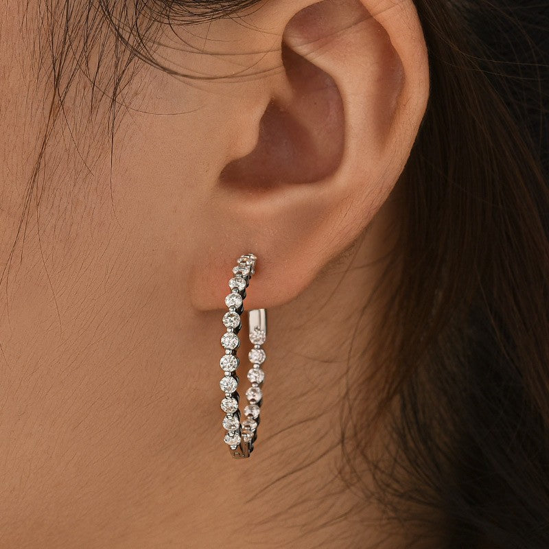 Moissanite 1.0Ct Sparkle Round Cut Women's Hoop Earrings In Brass - Velirellajewelry