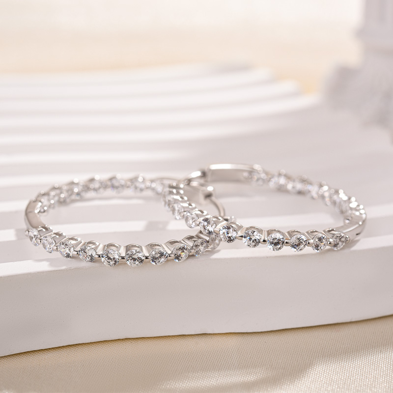 Unique Round Cut 18K White Gold Plated Hoop Earrings