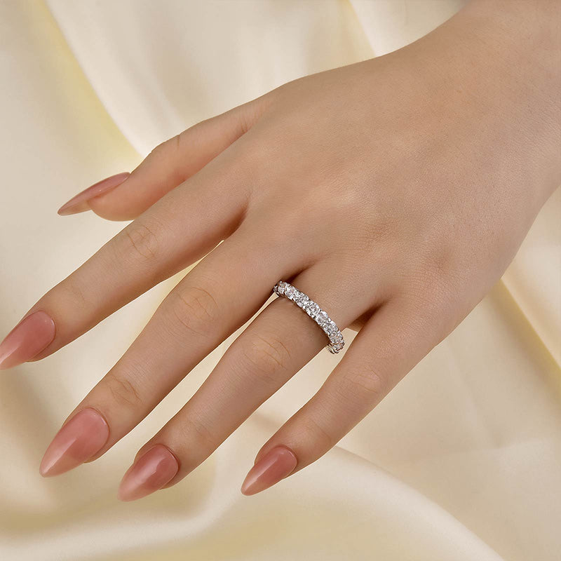 Velirella Classic Half Eternity Round Cut Wedding Band - Velirellajewelry