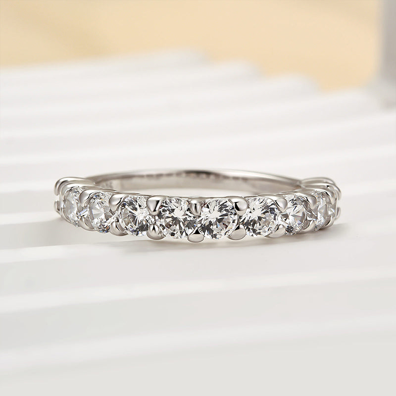 Velirella Classic Half Eternity Round Cut Wedding Band - Velirellajewelry