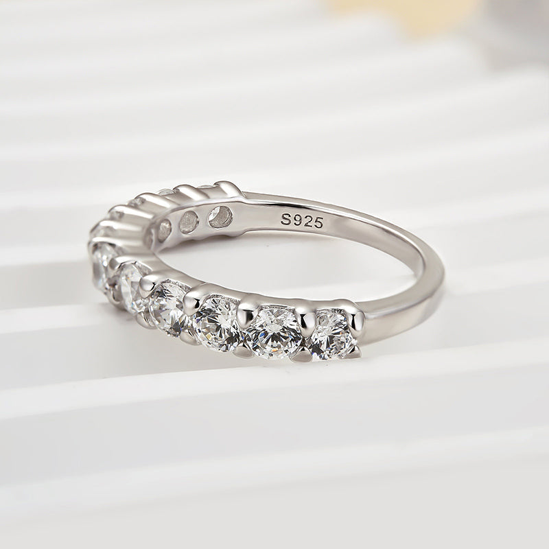 Velirella Classic Half Eternity Round Cut Wedding Band - Velirellajewelry