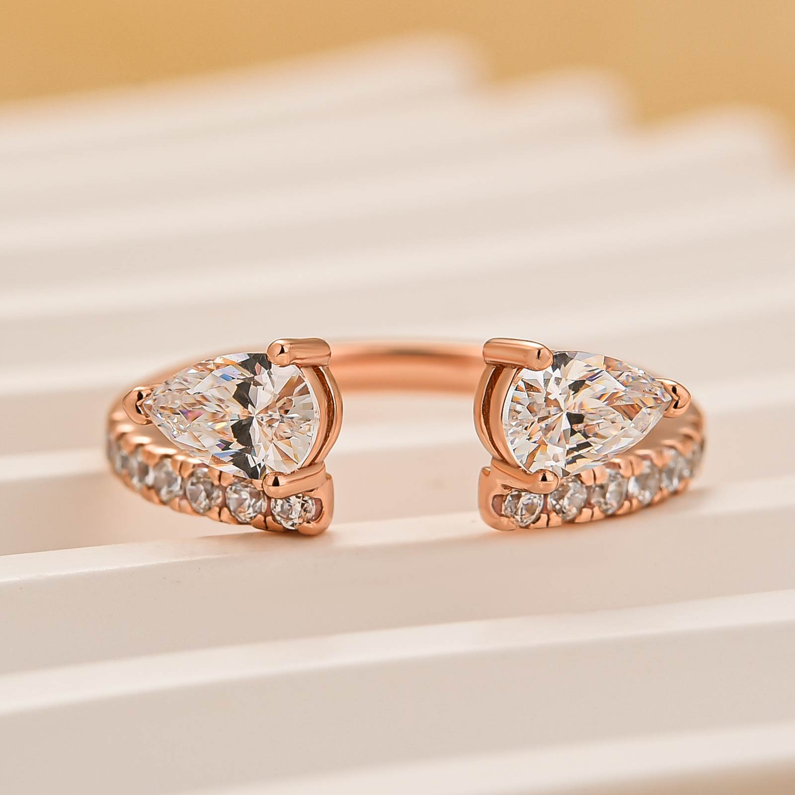 Velirella Classic Pear Cut Open Wedding Band In Brass - Velirellajewelry