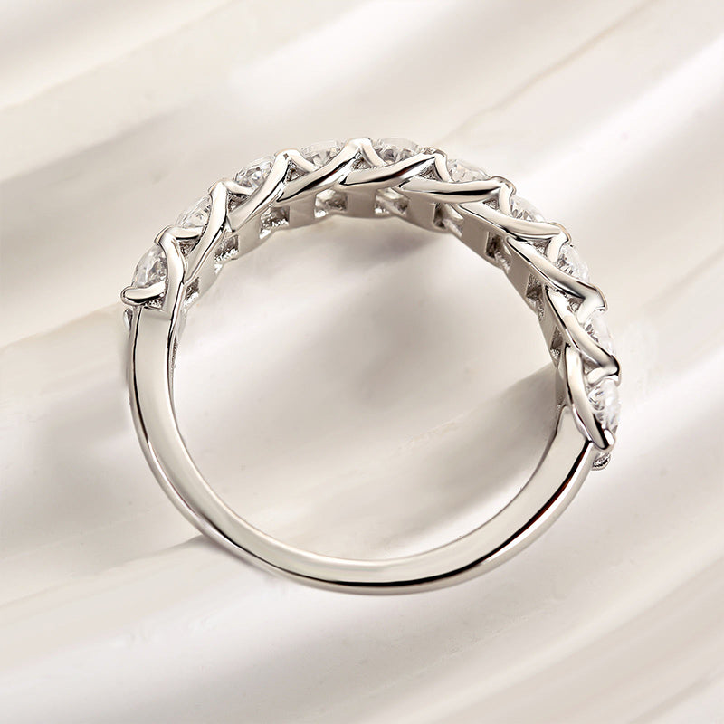 Velirella Half Oval Cut Simulated Diamond Wedding Band - Velirellajewelry
