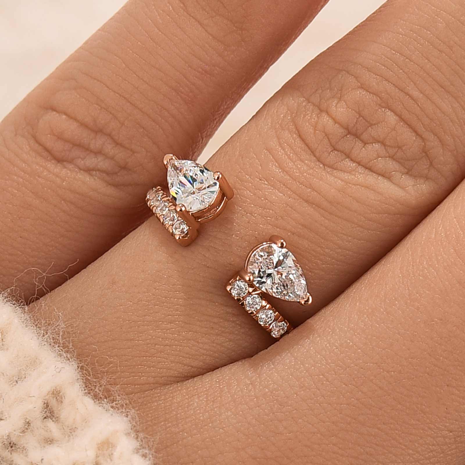 Velirella Classic Pear Cut Open Wedding Band In Brass - Velirellajewelry