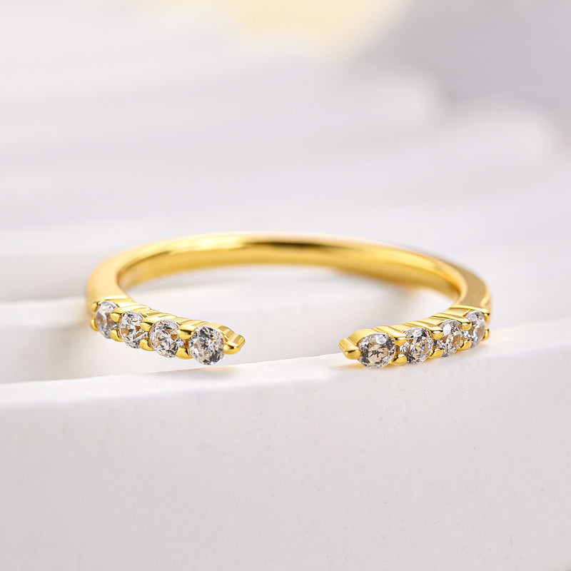 Velirella Dainty Open Wedding Band In Brass - Velirellajewelry