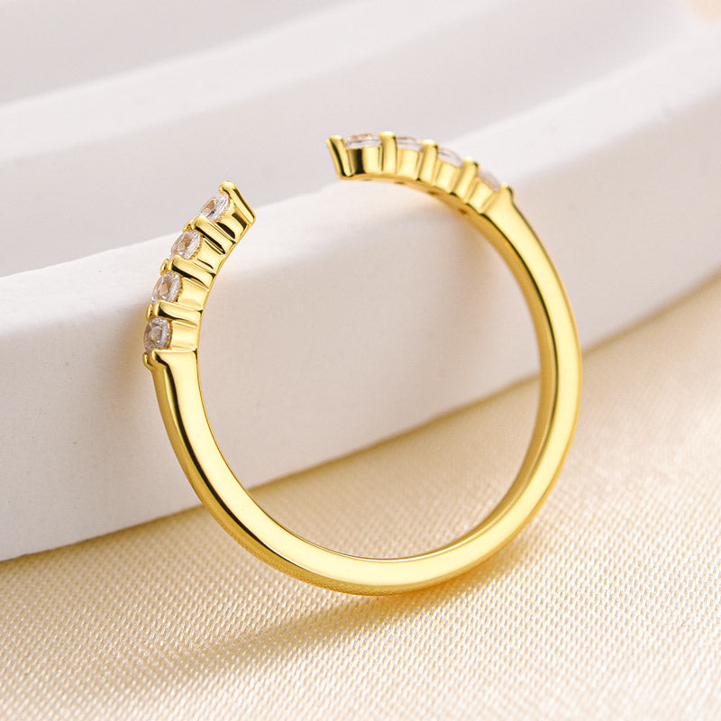 Velirella Dainty Open Wedding Band In Brass - Velirellajewelry