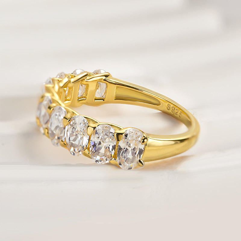 Velirella Half Oval Cut Simulated Diamond Wedding Band - Velirellajewelry