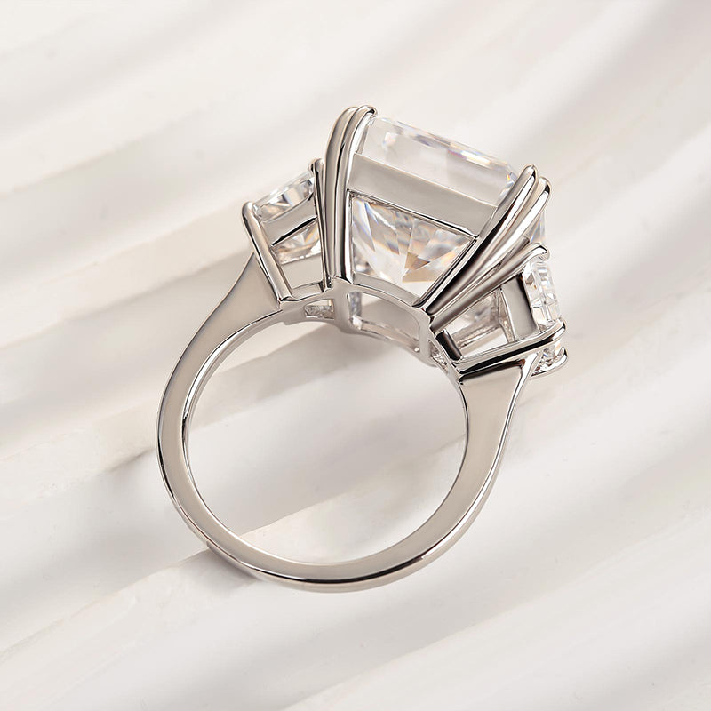 Velirella Luxurious 12Ct Crushed Ice Hybrid Radiant Cut Three Stone Engagement Ring - Velirellajewelry